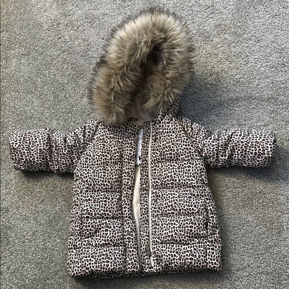 Leopard Print Hooded Puffer Jacket